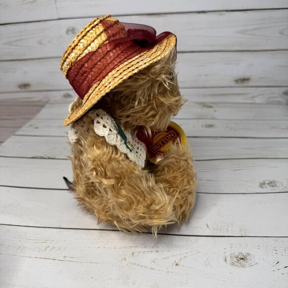 Rosie Bear Brass Button Collectables 10" Plush Bear Glass Hat Tags Vtg - Picture 2 of 10